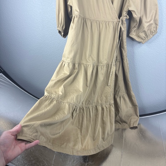 Sweet Baby Jamie Taupe Cotton Wrap Dress - Picture 3 of 11